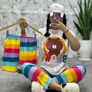 سه تیکه راحتی خرسی رنگین کمان