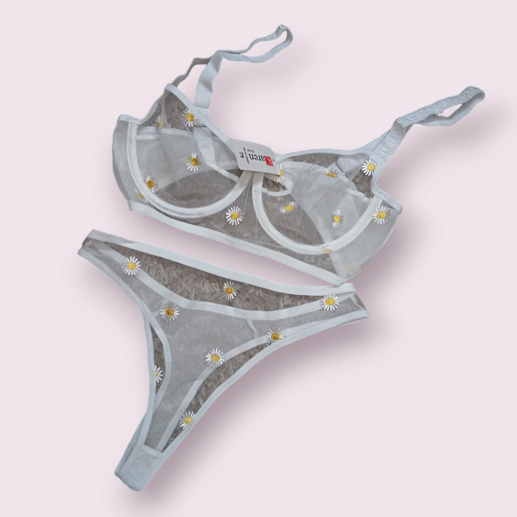 ست لباس زیر زنانه تور سفید