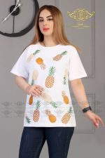 تیشرت زنانه سفید نخ پنبه